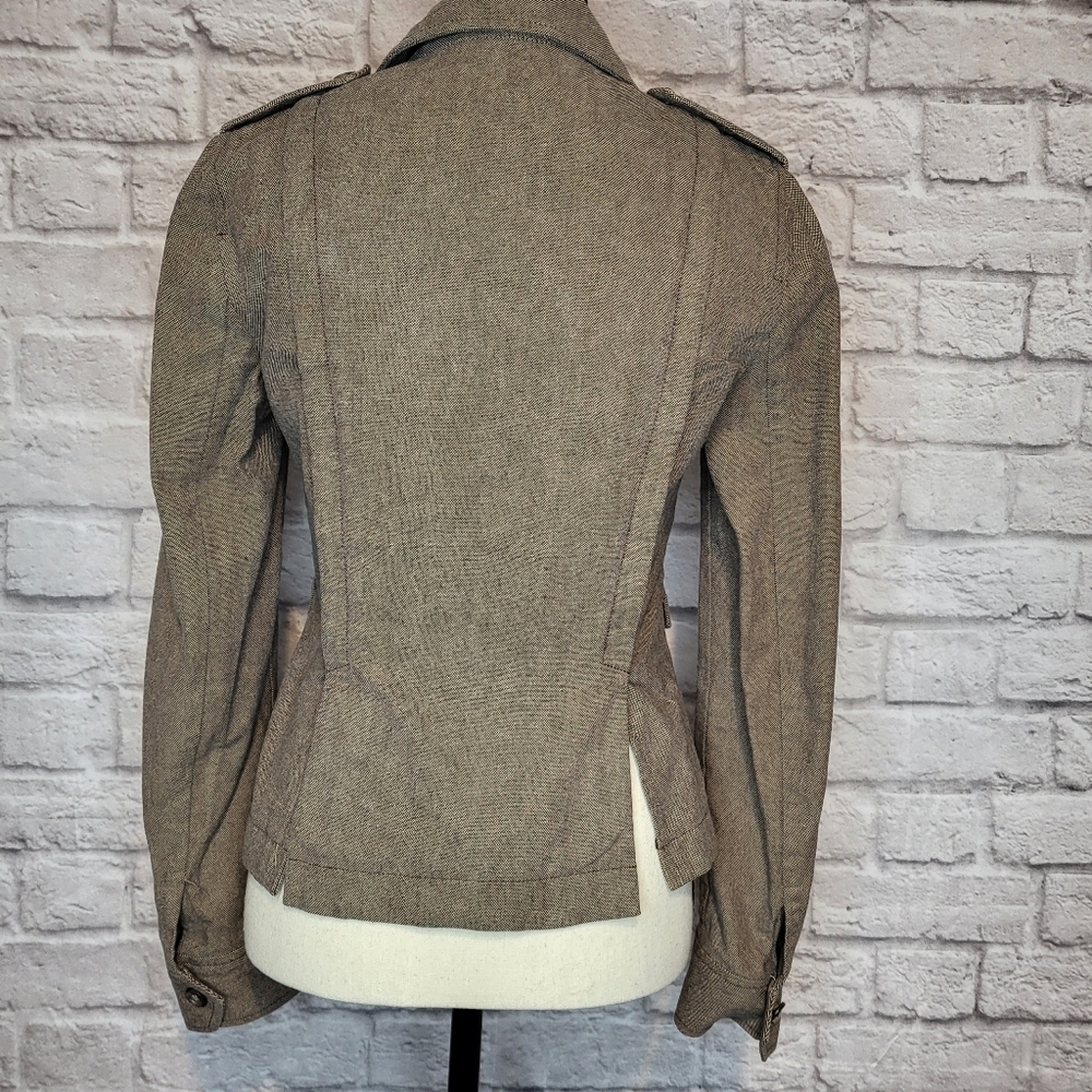 Theory womens tan brown button front 4 pocket pleated back detail blazer size 4 - Picture 8 of 14
